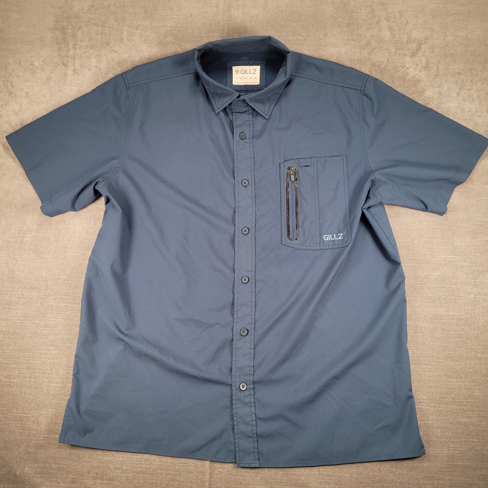 Gillz Fishing Shirt Vented Quick Dry Button‎ Up Short Sleeve Large